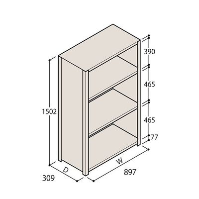 アズワン 軽量棚 ERR密閉型 H1500×W900×D300 有効棚 3段 67-5245-97 1個（直送品）