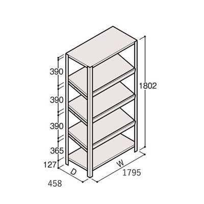 アズワン 軽量棚 ERR傾斜型 H1800×W1800×D450 有効棚 4段 67-5245-13 1個（直送品）