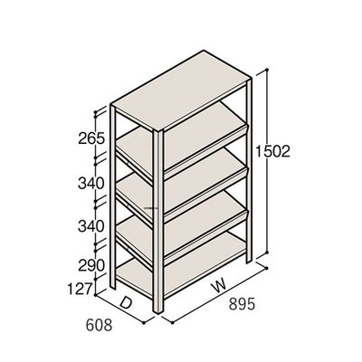アズワン 軽量棚 ERR傾斜型 H1500×W900×D600 有効棚 4段 67-5244-91 1個（直送品）