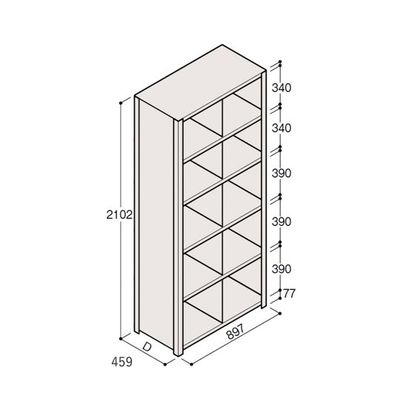 アズワン 軽量棚 ERR仕切型 H2100×W900 ×D450 有効棚 5段 2分割 67-5245-63 1個（直送品）