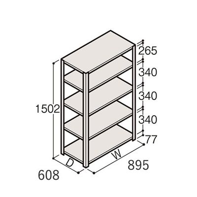 アズワン 軽量棚 ERR開放型 H1500×W900×D600 有効棚 4段 67-5241-49 1個（直送品）