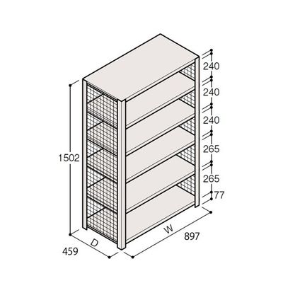 アズワン 軽量棚 ERR金網型 H1500×W900×D450 有効棚 5段 67-5243-66 1個（直送品）