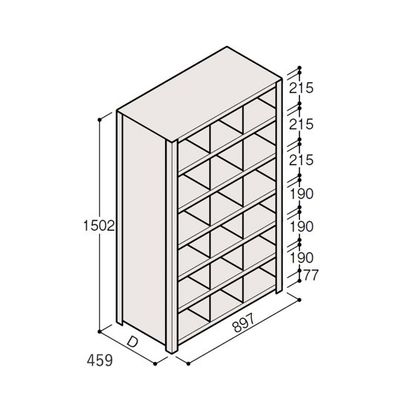アズワン 軽量棚 ERR仕切型 H1500×W900 ×D450 有効棚 6段 3分割 67-5245-46 1個（直送品）