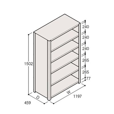 アズワン 軽量棚 ERR密閉型 H1500×W1200×D450 有効棚 5段 67-5246-26 1個（直送品）