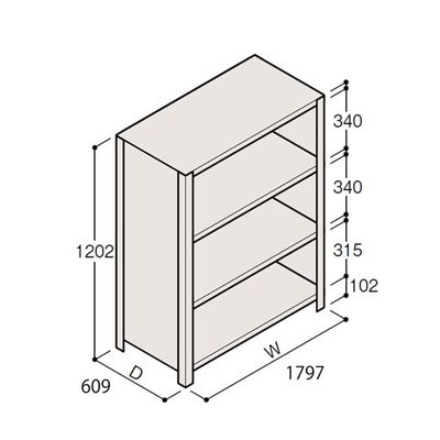 アズワン 軽量棚 ERR密閉型 H1200×W1800×D600 有効棚 3段 67-5245-84 1個（直送品）