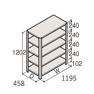 アズワン 軽量棚 ERR開放型 H1200×W1200×D450 有効棚 4段 67-5241-27 1個（直送品）