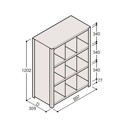 アズワン 軽量棚 ERR仕切型 H1200×W900 ×D300 有効棚 3段 3分割 67-5245-24 1個（直送品）