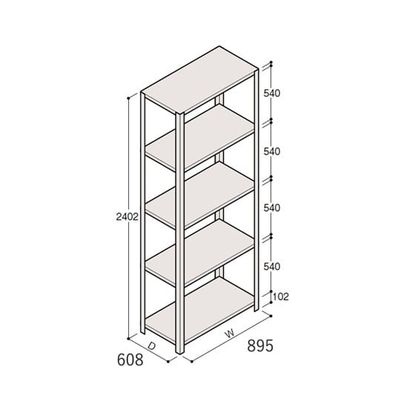アズワン 軽量棚 ERR開放型 H2400×W900×D600 有効棚 4段 67-5242-82 1個（直送品）