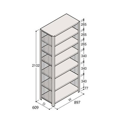 アズワン 軽量棚 ERR金網型 H2100×W900×D600 有効棚 6段 67-5244-64 1個（直送品）