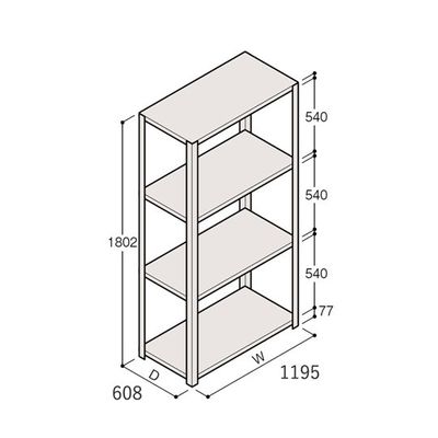 アズワン 軽量棚 ERR開放型 H1800×W1200×D600 有効棚 3段 67-5241-76 1個（直送品）