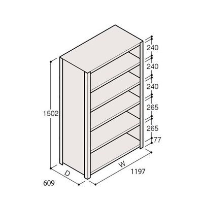 アズワン 軽量棚 ERR密閉型 H1500×W1200×D600 有効棚 5段 67-5246-27 1個（直送品）