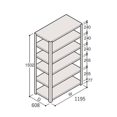 アズワン 軽量棚 ERR開放型 H1500×W1200×D600 有効棚 5段 67-5241-64 1個（直送品）
