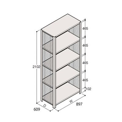 アズワン 軽量棚 ERR金網型 H2100×W900×D600 有効棚 4段 67-5244-40 1個（直送品）