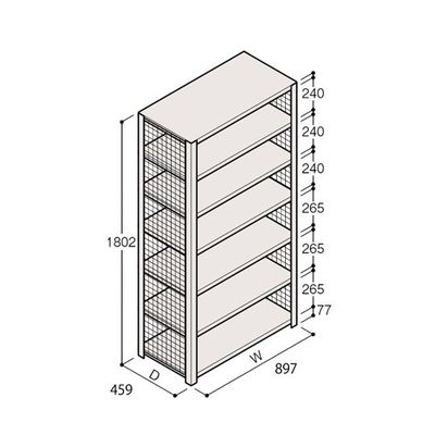 アズワン 軽量棚 ERR金網型 H1800×W900×D450 有効棚 6段 67-5244-15 1個（直送品）
