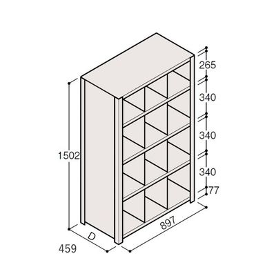 アズワン 軽量棚 ERR仕切型 H1500×W900 ×D450 有効棚 4段 3分割 67-5245-38 1個（直送品）