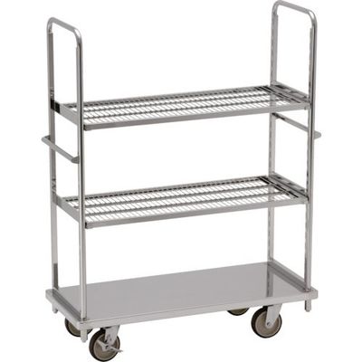 テックサス オールステンレス棚台車 1220×505 SUSφ150ウレタン車 メッシュ棚2段 TD-1250D-MT2 1台（直送品）