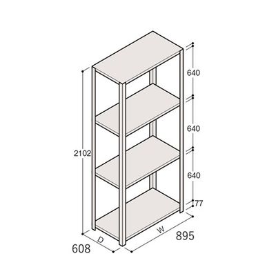 アズワン 軽量棚 ERR開放型 H2100×W900×D600 有効棚 3段 67-5242-22 1個（直送品）