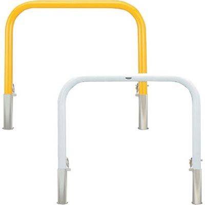 カネソウ 車止め アーチ型 スチール製 焼付塗装 脱着式 スチール製蓋 鍵付 Yシリーズ YB4L7-DL(W) 1本 258-5583（直送品）