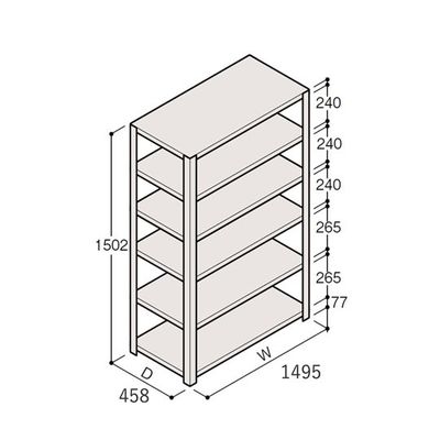 アズワン 軽量棚 ERR開放型 H1500×W1500×D450 有効棚 5段 67-5241-66 1個（直送品）