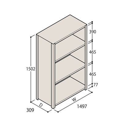アズワン 軽量棚 ERR密閉型 H1500×W1500×D300 有効棚 3段 67-5246-04 1個（直送品）