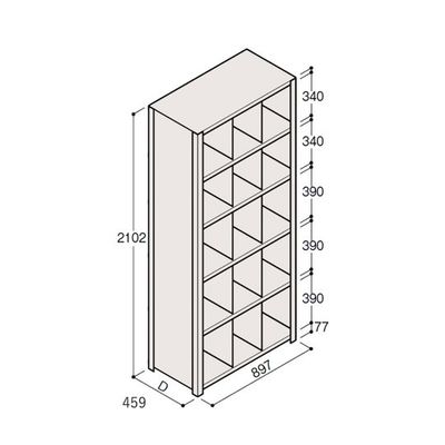 アズワン 軽量棚 ERR仕切型 H2100×W900 ×D450 有効棚 5段 3分割 67-5245-64 1個（直送品）