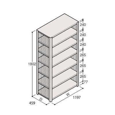 アズワン 軽量棚 ERR金網型 H1800×W1200×D450 有効棚 6段 67-5244-18 1個（直送品）
