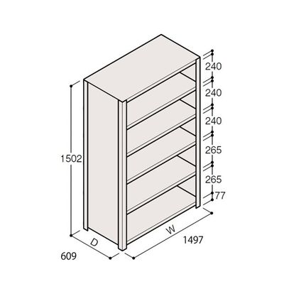 アズワン 軽量棚 ERR密閉型 H1500×W1500×D600 有効棚 5段 67-5246-30 1個（直送品）
