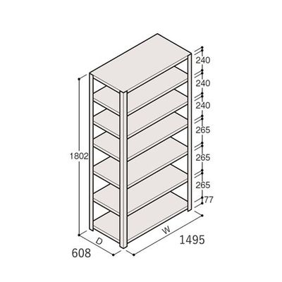 アズワン 軽量棚 ERR開放型 H1800×W1500×D600 有効棚 6段 67-5242-16 1個（直送品）