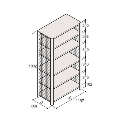 アズワン 軽量棚 ERR金網型 H1800×W1200×D450 有効棚 5段 67-5244-06 1個（直送品）