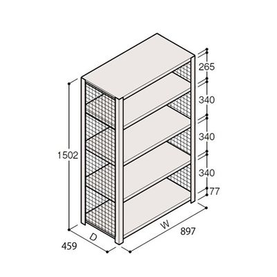 アズワン 軽量棚 ERR金網型 H1500×W900×D450 有効棚 4段 67-5243-54 1個（直送品）