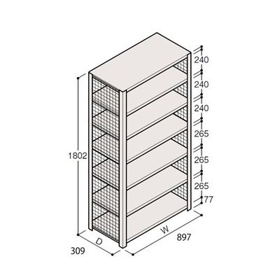アズワン 軽量棚 ERR金網型 H1800×W900×D300 有効棚 6段 67-5244-14 1個（直送品）