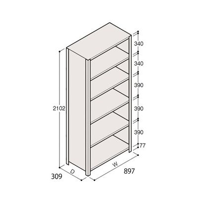 アズワン 軽量棚 ERR密閉型 H2100×W900×D300 有効棚 5段 67-5247-07 1個（直送品）
