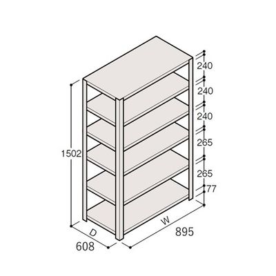アズワン 軽量棚 ERR開放型 H1500×W900×D600 有効棚 5段 67-5241-61 1個（直送品）