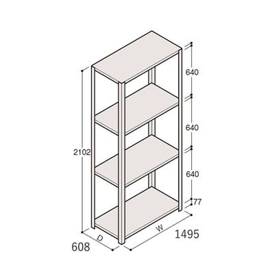 アズワン 軽量棚 ERR開放型 H2100×W1500×D600 有効棚 3段 67-5242-28 1個（直送品）