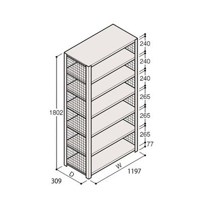 アズワン 軽量棚 ERR金網型 H1800×W1200×D300 有効棚 6段 67-5244-17 1個（直送品）