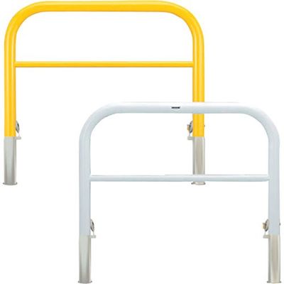 カネソウ 車止め アーチ型 横バー付 スチール製 焼付塗装 脱着式 鋳鉄製蓋 鍵付 Yシリーズ YBW7H15-HDL(W) 1本（直送品）