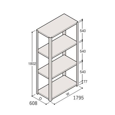 アズワン 軽量棚 ERR開放型 H1800×W1800×D600 有効棚 3段 67-5241-82 1個（直送品）