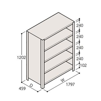 アズワン 軽量棚 ERR密閉型 H1200×W1800×D450 有効棚 4段 67-5245-95 1個（直送品）