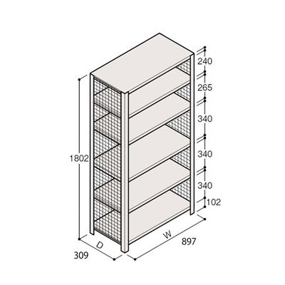 アズワン 軽量棚 ERR金網型 H1800×W900×D300 有効棚 5段 67-5244-02 1個（直送品）
