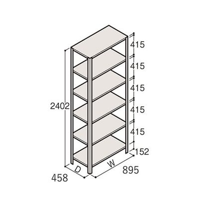 アズワン 軽量棚 ERR開放型 H2400×W900×D450 有効棚 5段 67-5242-93 1個（直送品）