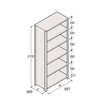 アズワン 軽量棚 ERR密閉型 H2100×W900×D600 有効棚 5段 67-5247-09 1個（直送品）