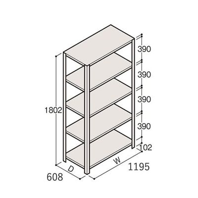 アズワン 軽量棚 ERR開放型 H1800×W1200×D600 有効棚 4段 67-5241-88 1個（直送品）