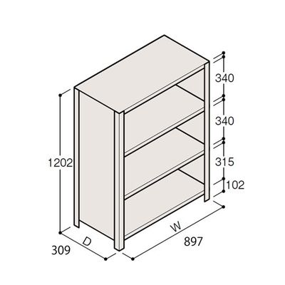 アズワン 軽量棚 ERR密閉型 H1200×W900×D300 有効棚 3段 67-5245-73 1個（直送品）