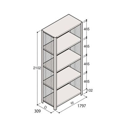 アズワン 軽量棚 ERR金網型 H2100×W1800×D300 有効棚 4段 67-5244-47 1個（直送品）