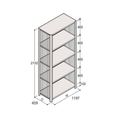 アズワン 軽量棚 ERR金網型 H2100×W1200×D450 有効棚 4段 67-5244-42 1個（直送品）