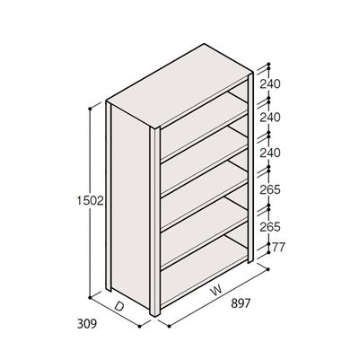 アズワン 軽量棚 ERR密閉型 H1500×W900×D300 有効棚 5段 67-5246-22 1個（直送品）