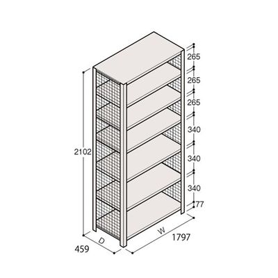 アズワン 軽量棚 ERR金網型 H2100×W1800×D450 有効棚 6段 67-5244-72 1個（直送品）