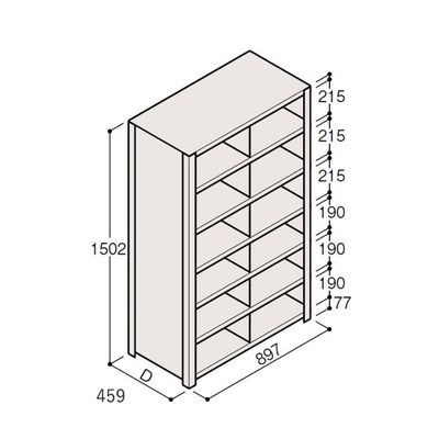 アズワン 軽量棚 ERR仕切型 H1500×W900 ×D450 有効棚 6段 2分割 67-5245-45 1個（直送品）