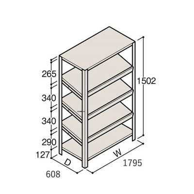 アズワン 軽量棚 ERR傾斜型 H1500×W1800×D600 有効棚 4段 67-5244-97 1個（直送品）