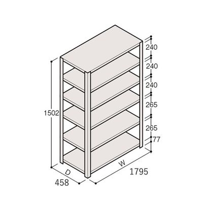 アズワン 軽量棚 ERR開放型 H1500×W1800×D450 有効棚 5段 67-5241-69 1個（直送品）